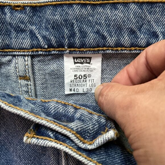 VINTAGE 505 Levis Jeans Men 40x30 Blue Regular Fit Straight Leg Denim - Picture 3 of 9